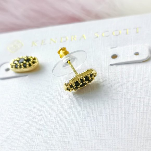 Kendra Scott Gold Grayson Black Spinel Crystal Stud Earrings - Picture 3 of 3